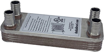 Duda Energy HX1210:F12 B3-12A 10 Plate Stainless Steel Heat Exchanger with 1/2" Female NPT Ports Copper Brazed, 1.2" Height, 2.9" Width, 7.5" Length