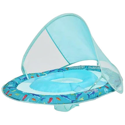 SwimWays Sun Canopy Inflatable Baby Spring Float for Kids 9-24 Months (Teal Sealife)