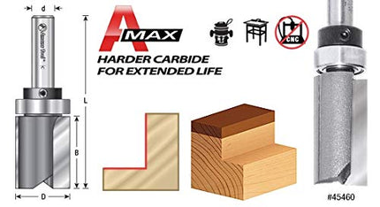 Amana Tool 45365 Carbide Tipped Flush Trim Plunge Template Router Bit 1 Dia x 1 Inch x 1/2 Shank with Upper Ball Bearing