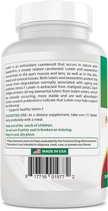 Best Naturals Lutein 20 mg with Zeaxanthin- 240 Tablets
