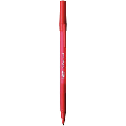 Bolígrafos BIC (R) Soft Feel(R) con tapa, punta media, 1.0 mm, rojo, caja de 12