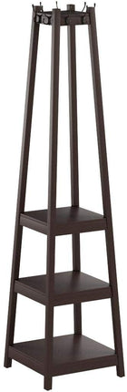 Roundhill Furniture Vassen Coat Rack with 3-Tier Storage Shelves, Espresso