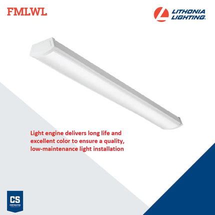 Lithonia Lighting FMLWL 48 835 4 ft. White LED Wraparound Flushmount, 3500K