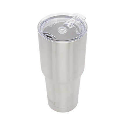 BUILT Double Walled Stainless Steel Tumbler Set with Replacement Lid, 2 Reusable Tritan Wire Straw Cleaning Brush in Gift Box, 1 Count (Pack of 1), Silver