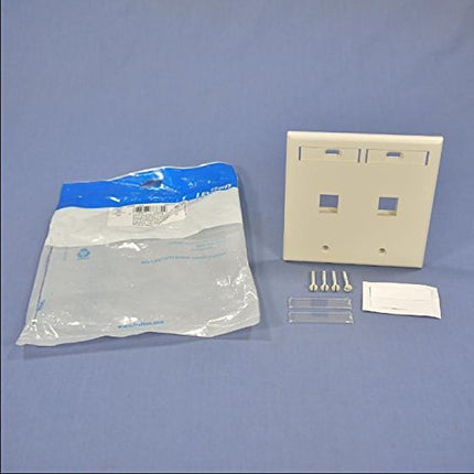 Leviton 42080-2TP 2-Port Dual Gang QuickPort Wallplate with ID Windows, Light Almond