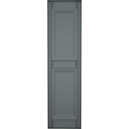 14.5 in. W x 36 in. H Builders Edge, TailorMade Two Equal Panels, Raised Panel Shutters, Includes MaSChing Installation Spikes (Per Pair), 419 - Storm Cloud