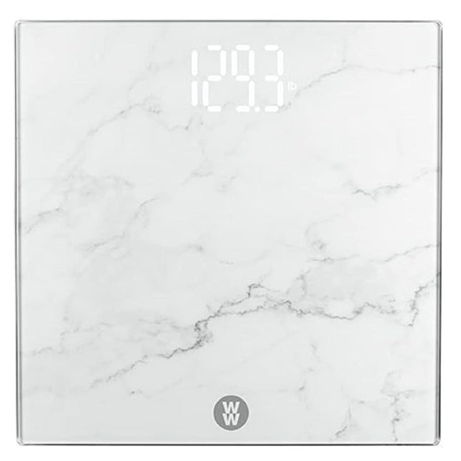 Weight Watchers Scales by Conair Scale for Body Weight, Digital Bathroom Scale in White Marble Finish