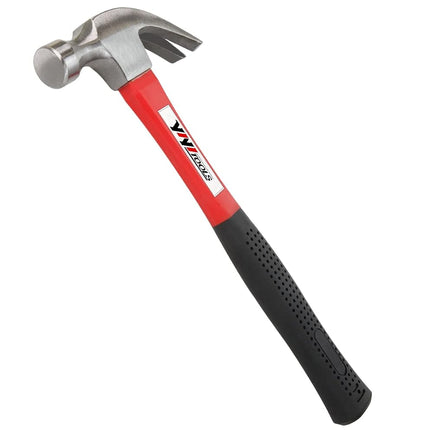 YIYITOOLS Claw Hammer with Fiberglass Handle – 16-oz, Red and Black