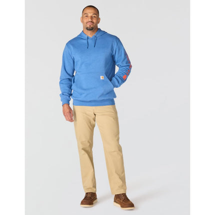 Carhartt Men's Loose Fit Midweight Logo Sleeve Graphic Sweatshirt, Dark Tranquil Blue Heather, 4XL