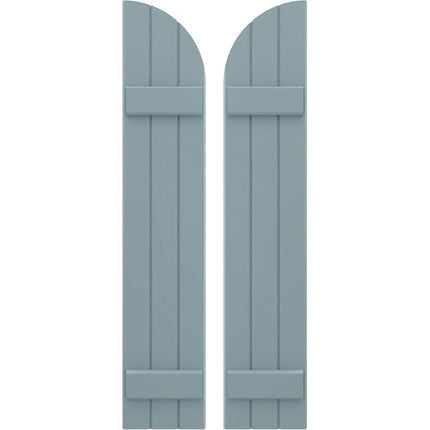 Ekena Millwork ARW101BQ311X37SBH Americraft Three 2 Exterior Real Wood Joined Board-n-Batten Shutters w/Arch Top (Per Pair), 10 1/2"W x 37"H, Peaceful Blue
