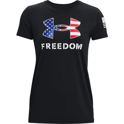 Camiseta Under Armour New Freedom Logo para mujer, Negro (002)/Blanco, Mediana