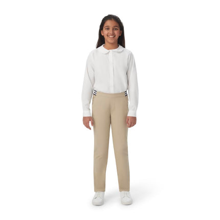 Pantalones elásticos ajustados (skinny fit) sin cierre con cintura elástica y bolsillos French Toast para niñas, uniforme escolar para niños, Caqui, 2T