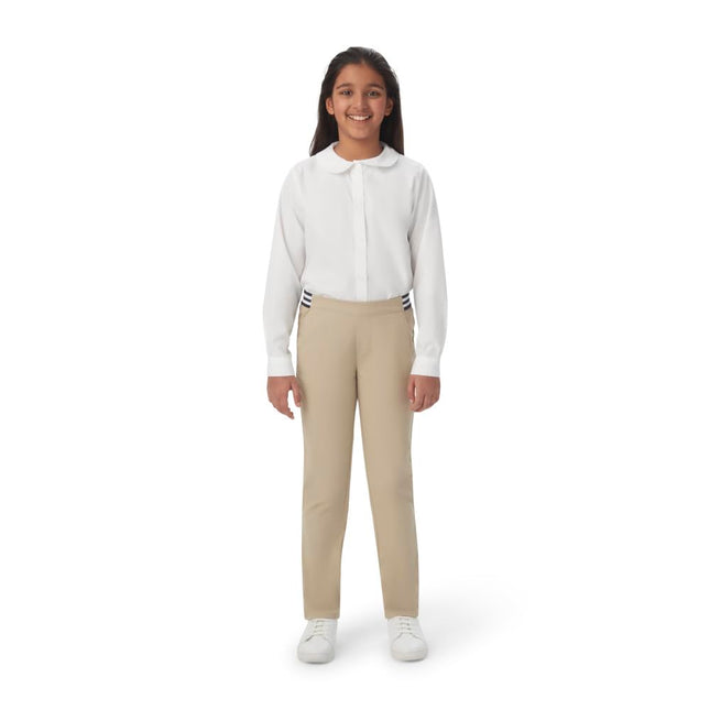 French Toast Girls Pull On Skinny Fit Stretch Pants with Elastic Waist and Pockets, School Uniform for Kids, Khaki, 2T