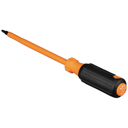 Klein Tools 6886INS Insulated Screwdriver, 1000V #1 Square Tip Screwdriver with 6-Inch Shank, Tip-Ident, Cushion-Grip Handle