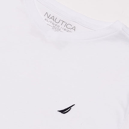 Nautica Boys' Short Sleeve Solid V-Neck T-Shirt, Legacy White, 5