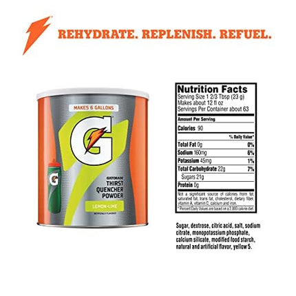 Gatorade Powder Canister Lemon Lime, 51 Ounce (Pack of 3)