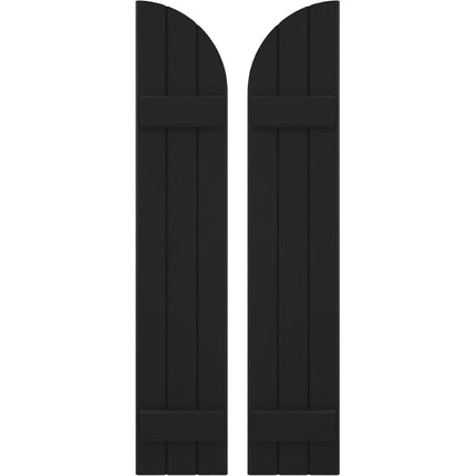 Ekena Millwork ARW101BQ311X31BLH Americraft Three 2 Exterior Real Wood Joined Board-n-Batten Shutters w/Arch Top (Per Pair), 10 1/2"W x 31"H, Black