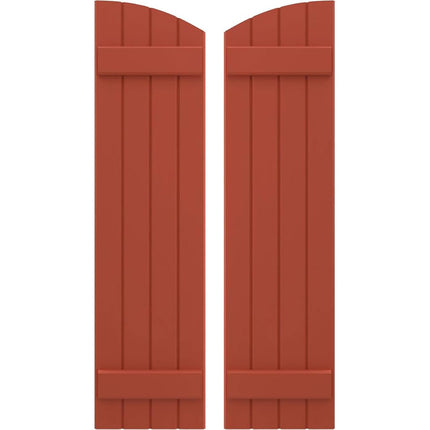 Ekena Millwork ARW101BE414X49CLH Americraft Four 2 Exterior Real Wood Joined Board-n-Batten Shutters w/Elliptical Top (Per Pair), 14"W x 49"H, Colorful Leaves
