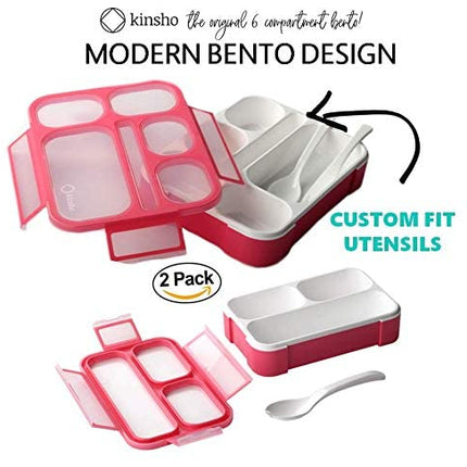 kinsho Stainless Steel Bento Lunch Boxes (Pink Large + MINI, 2)