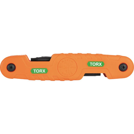 KLEIN TOOLS 70550T Pro Folding Hex Key Set, 10-Key Torx Sizes T6 to T40, Heat-Treated Alloy Steel, High-Leverage Blades