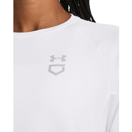 Camiseta Under Armour de Béisbol para Mujer, (101) Blanco / / Gris Moderado, Grande