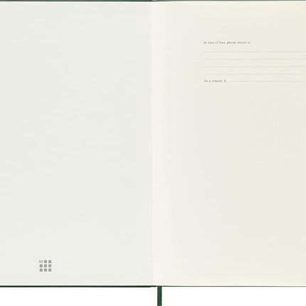 Moleskine Classic Notebook, Notebook With Plain Pages, Hard Cover and Elastic Closure, Myrtle Green, XL, 19 x 25 cm, 192 Pages