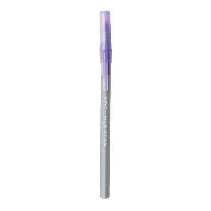 BIC Round Stic Grip Xtra Comfort Ballpoint Pen, Medium Point (1.2mm), Purple Ink - GSMG11PE (Pack of 12)