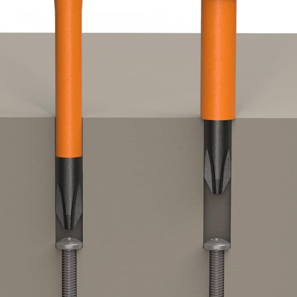 Klein Tools 33734INS 1000V Slim Tip Insulated Screwdriver Set, Phillips, Cabinet, Square Slim-Tip, Cushion Grip Handle, 4-Piece