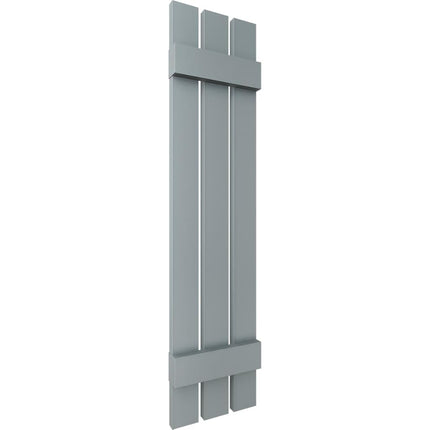 12"W x 51"H Lifetime Vinyl, Standard Three Board Spaced, Board-n-Batten Shutters, w/Installation Shutter-Lok's & Matching Screws (Per Pair), Storm Cloud