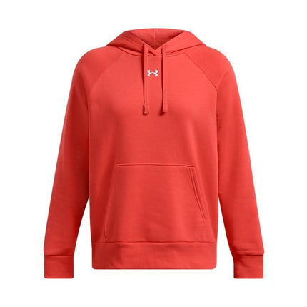 Under Armour - Womens Rival Fleece Hoodie, Color Dark Orange/White (860), Size: Small