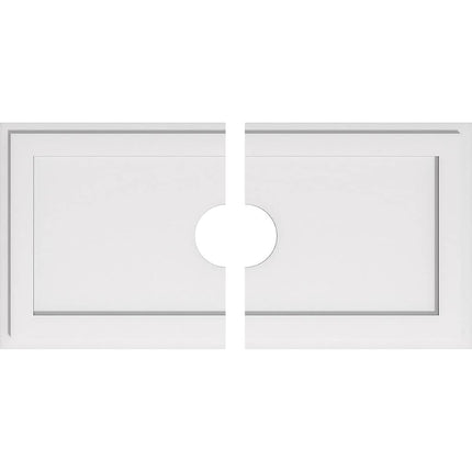 36"W x 18"H x 5"ID x 12 1/2"C x 1"P Rectangle Architectural Grade PVC Contemporary Ceiling Medallion, Two Piece