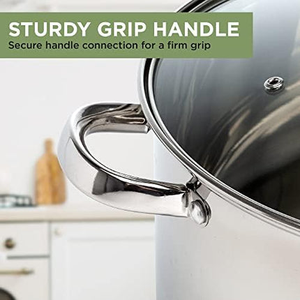 Ecolution Pure Intentions Dutch Oven – Features Tempered Glass Lid, Stay-Cool Handles, and Encapsulated Bottom – Oven Safe – Curbside Recyclable Stainless Steel – 5 Quarts