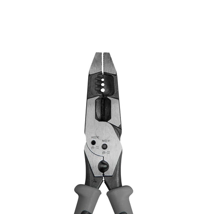 Klein Tools J215-8CR Multitool Pliers, Hybrid Multi Purpose Tool / Crimper, Wire Stripper, Bolt Shearing, Wire Grabbing, Twisting, Looping,Gray/Black