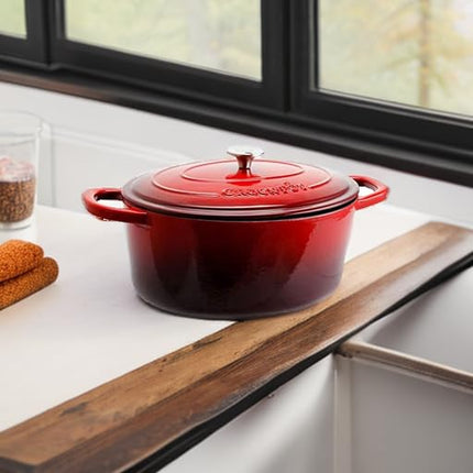 Olla holandesa ovalada de hierro fundido esmaltado Crock-Pot Artisan, 6.6 litros, rojo escarlata