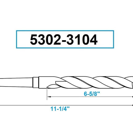 HHIP 5302-3104 High Speed Steel 3MT Taper Shank Drill, 118 Degree Split Point, 1-1/16" Diameter X 6-5/8" Flute Length X 11-1/4" Overall Length