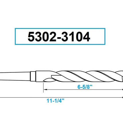 HHIP 5302-3104 High Speed Steel 3MT Taper Shank Drill, 118 Degree Split Point, 1-1/16" Diameter X 6-5/8" Flute Length X 11-1/4" Overall Length