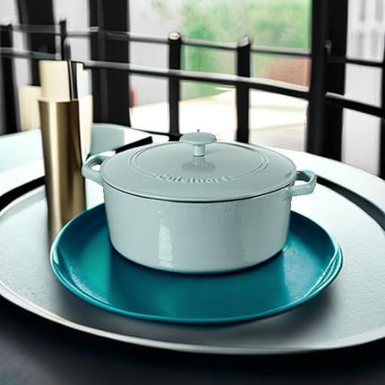 Cuisinart Chef's Classic Enameled Cast Iron Round Covered Casserole Collection 7-Quart Light Blue