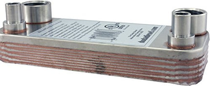 Duda Energy HX1210:F12 B3-12A 10 Plate Stainless Steel Heat Exchanger with 1/2" Female NPT Ports Copper Brazed, 1.2" Height, 2.9" Width, 7.5" Length