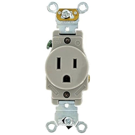 Leviton Single Receptacle, 15 Amp, 125 Volt, Indus