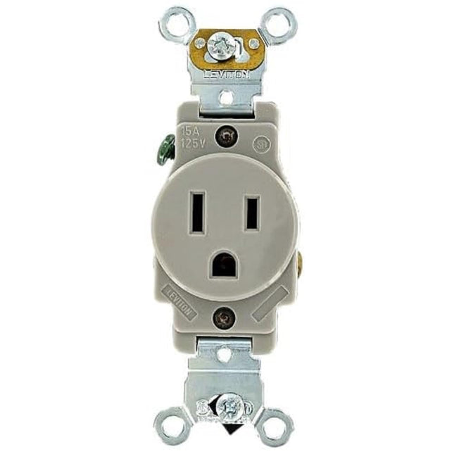 Leviton Single Receptacle, 15 Amp, 125 Volt, Indus