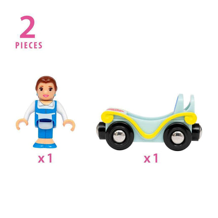 BRIO World Disney Princess Belle and Train Carriage for Kids Age 3 Years Up - Wooden Railway Add On Accessories