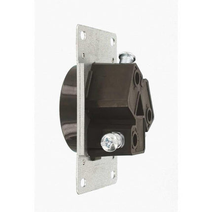 Leviton 5207-S10, 30 amperios, 125/250 voltios, NEMA 10-30R, 3P, 3W, receptáculo de montaje empotrado, hoja recta, grado industrial, sin toma a tierra, AL-CU, cableado lateral, correa de acero-negro, sin tamaño
