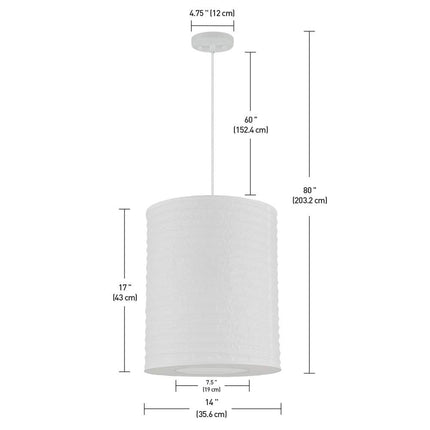 Globe Electric 60764 Novogratz x Globe Pendant, White Lantern, Bulb Not Included