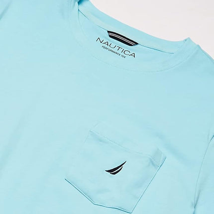 Nautica Men's Solid Crew Neck Short-Sleeve Pocket T-Shirt, Bright Aqua, XL