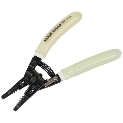KLEIN TOOLS Wire Stripper/Cutter, Klein-Kurve Stripper/Cutter, 10-18 AWG Solid, 12-20 AWG Stranded Wire, Glow in The Dark Grips 11055GLW, High-Visibility Handle