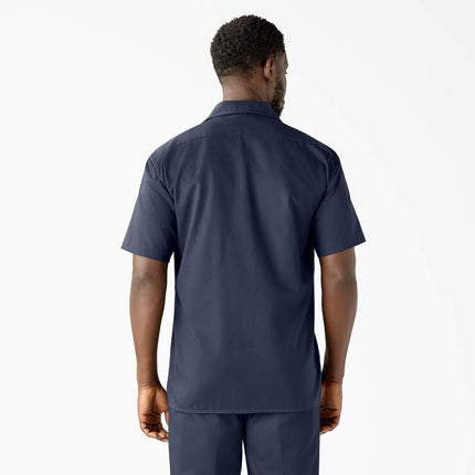 Dickies Men's Short Sleeve Work Shirt, Navy, Medium