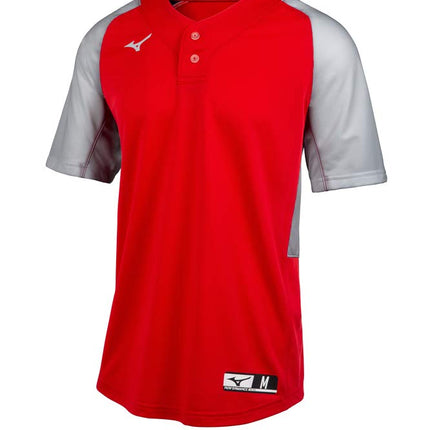 Mizuno Youth Aerolite 2-Button Baseball Jersey, Red-Grey, Small