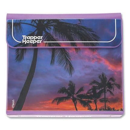 Trapper Keeper Binder, Retro Design, 1 Inch Binder Includes 2 Folders and Extra Pocket, Metal Rings and Spring Clip, Secure Storage, Palm Trees, Mead School Supplies (260038FDE1-ECM)