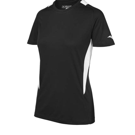 Mizuno Youth Fastpitch Softball Crew Neck Jersey, Black-White, Small