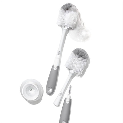 OXO Tot Bottle Brush with Nipple Cleaner and Stand – Gray, 2-Pack